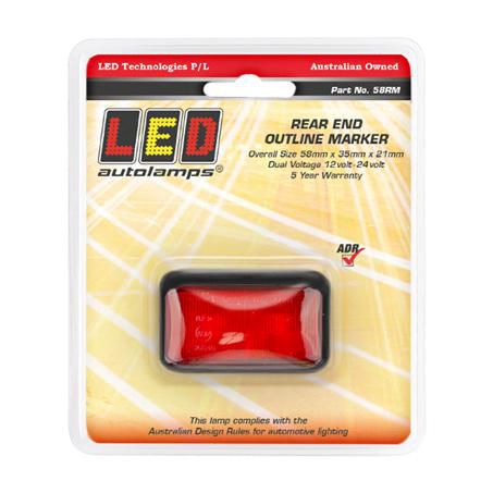 LED 10/30V Rear Position Marker 2 Red LEDs With 40cm Wire