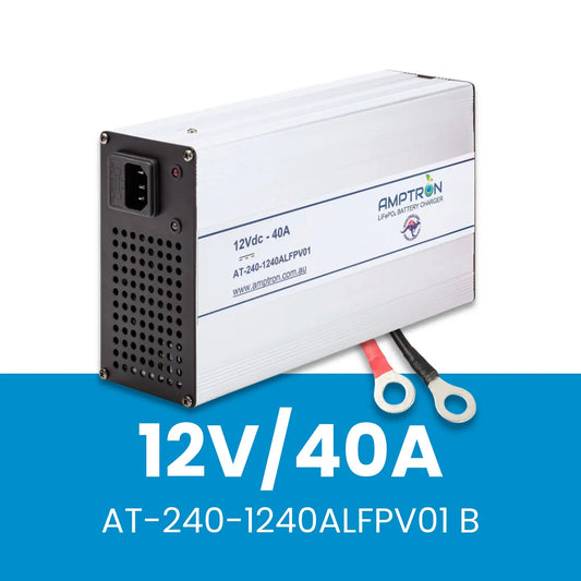 Amptron 12 V 40 A LiFePO₄ AC‑DC Battery Charger with Battery Wake‑Up