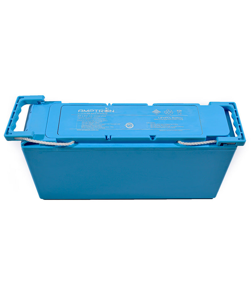 Amptron 12V 100Ah /175A Continuous Discharge LiFePO4 Slimline Battery – ABS Case