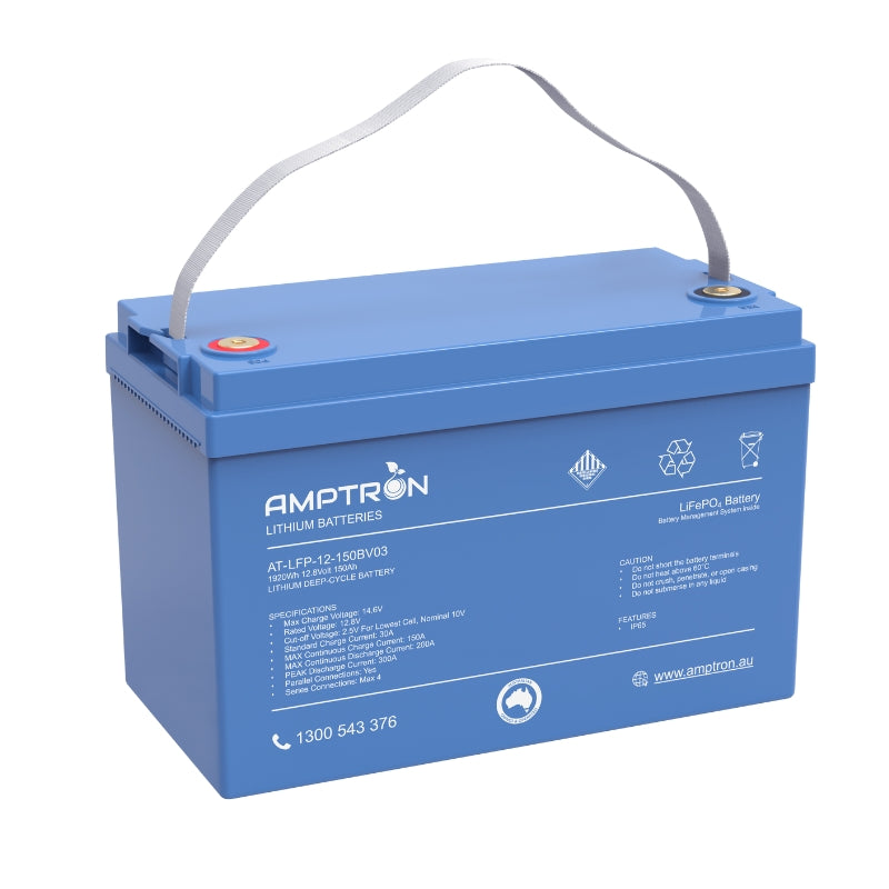 Amptron 12V 150Ah / 100A Continuous Discharge Compact LiFePO4 Battery