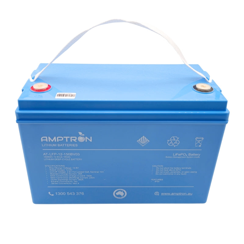 Amptron 12V 150Ah / 100A Continuous Discharge Compact LiFePO4 Battery