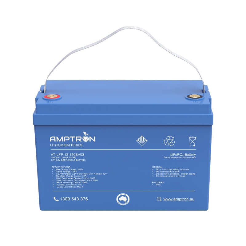 Amptron 12V 150Ah / 100A Continuous Discharge Compact LiFePO4 Battery