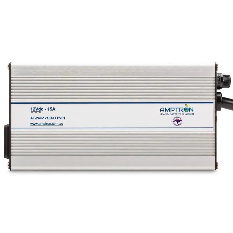 Amptron 12V 15A LiFePO₄ AC‑DC Battery Charger with Wake-Up Feature