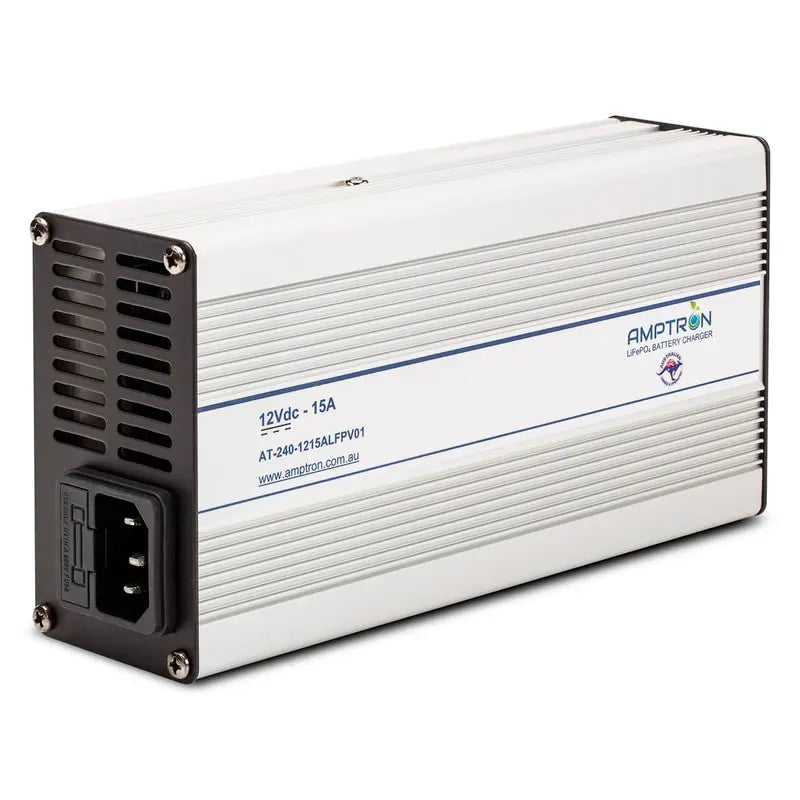 Amptron 12V 15A LiFePO₄ AC‑DC Battery Charger with Wake-Up Feature