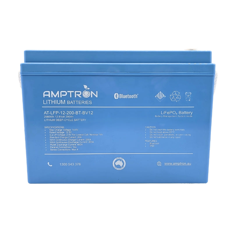 Amptron 12V 200Ah / 200A Continuous discharge LiFePO4 Battery with Bluetooth Connectivity