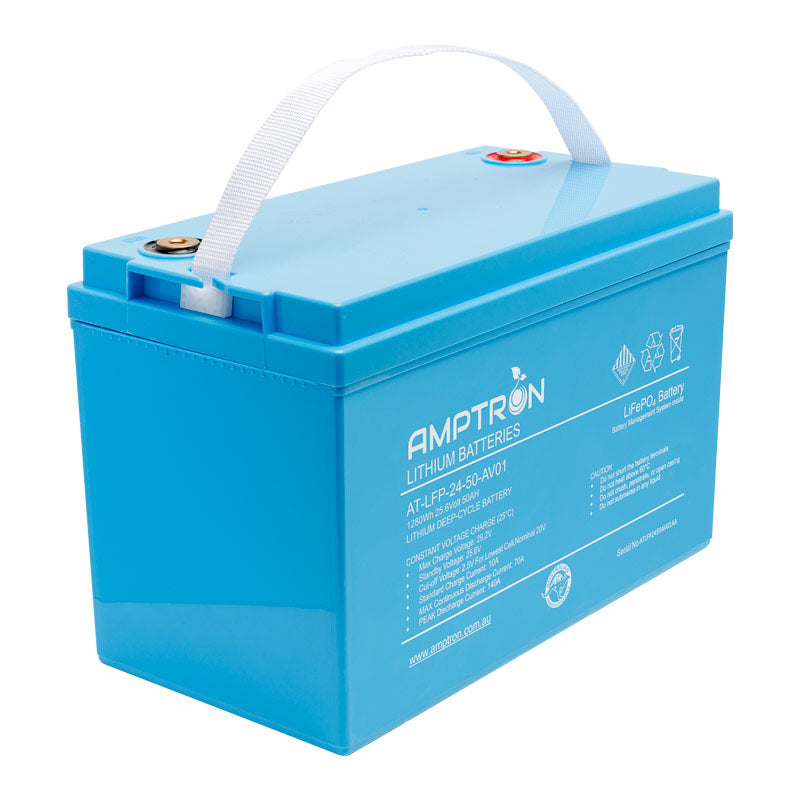 Amptron 24V 50Ah / 70A Continuous Discharge LiFePO4 Battery
