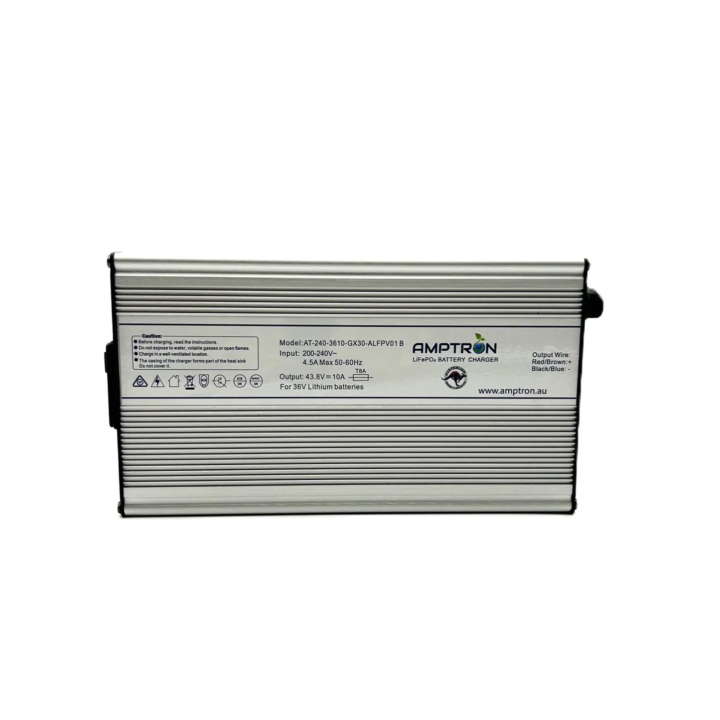 Amptron 36 V 10 A LiFePO₄ AC‑DC Battery Charger with Wake‑Up Feature