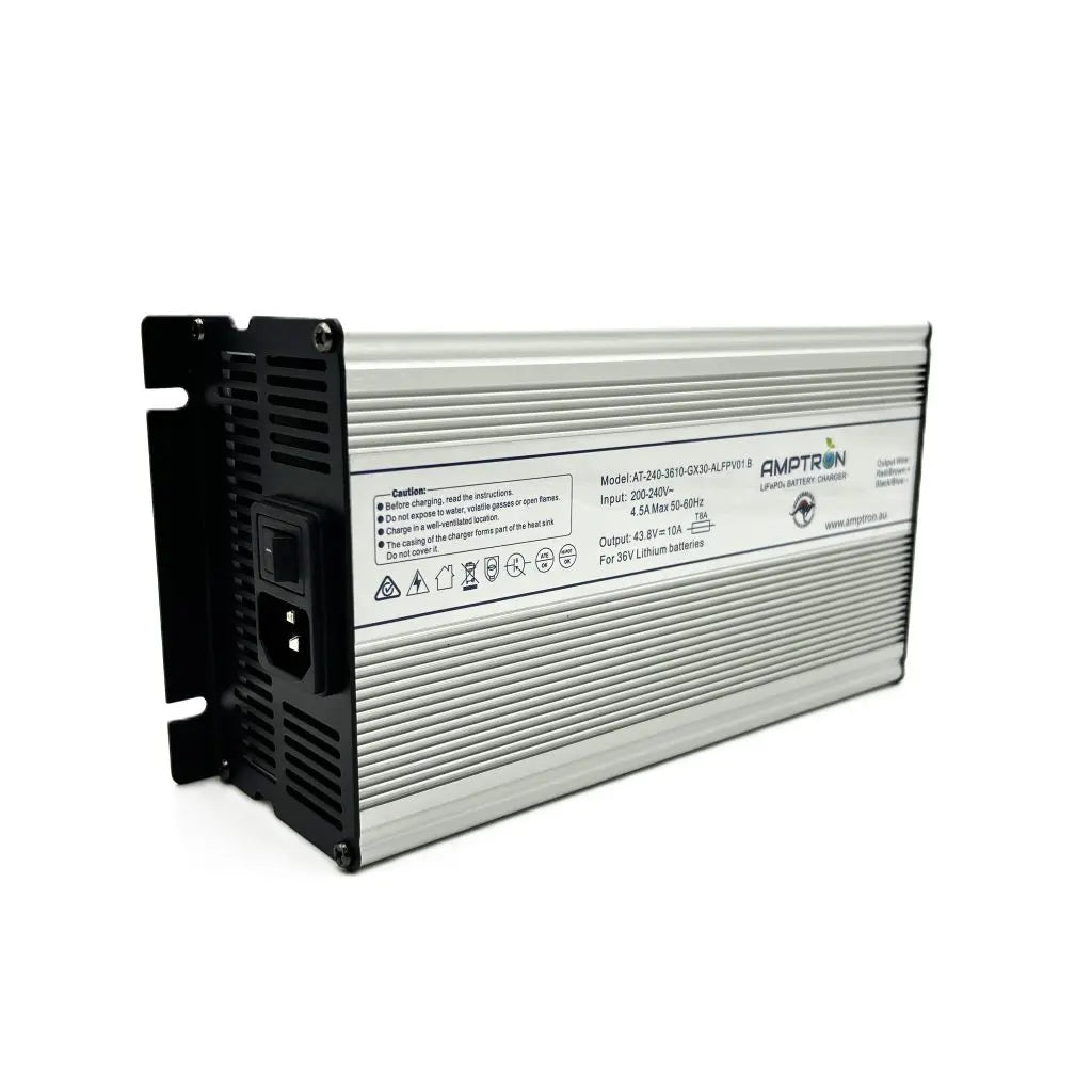 Amptron 36 V 10 A LiFePO₄ AC‑DC Battery Charger with Wake‑Up Feature