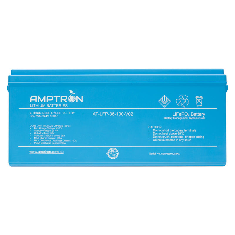 Amptron 36V 100Ah / 175A Continuous Discharge LiFePO4 Battery