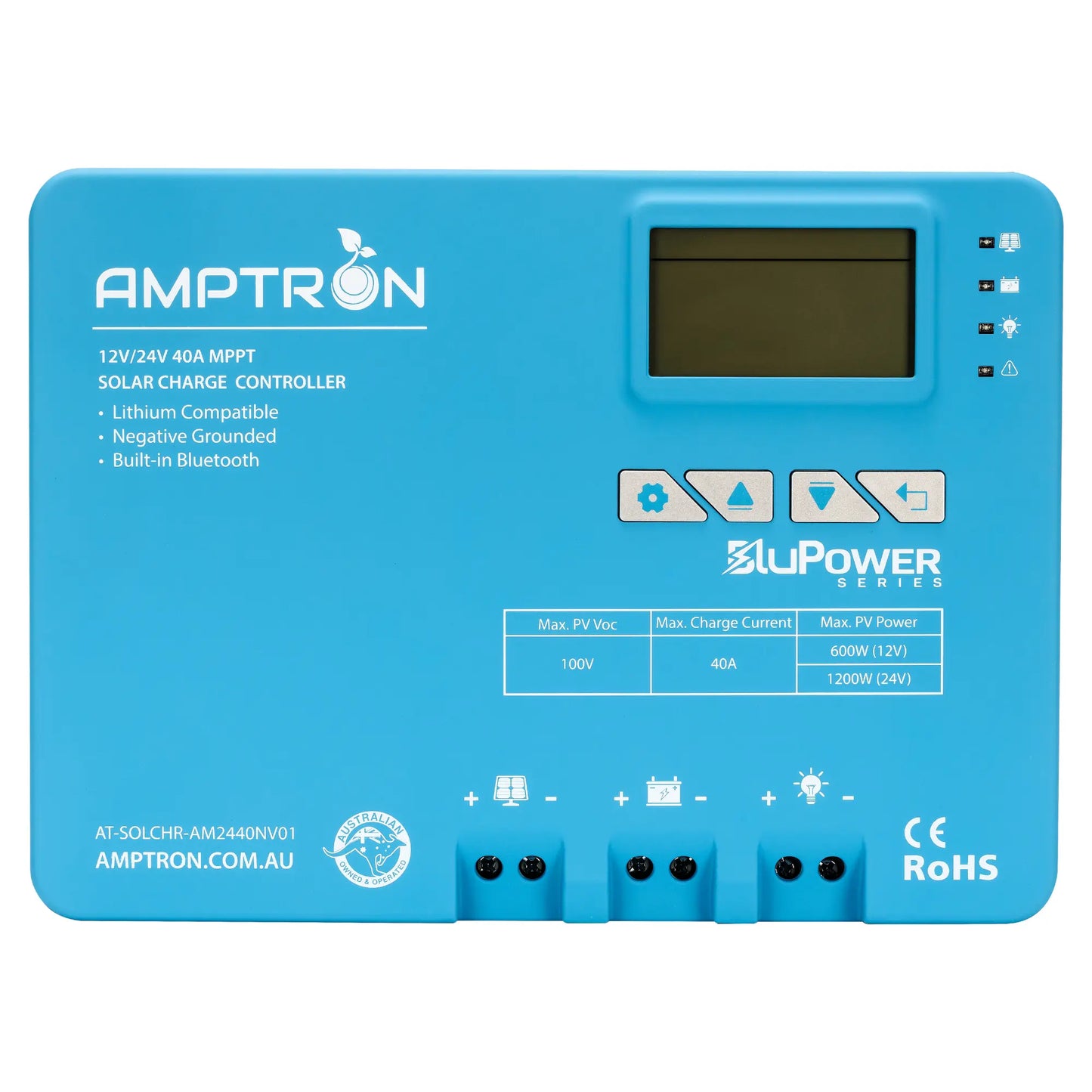 Amptron 40 A MPPT Solar Charge Controller 12 V/24 V with Bluetooth