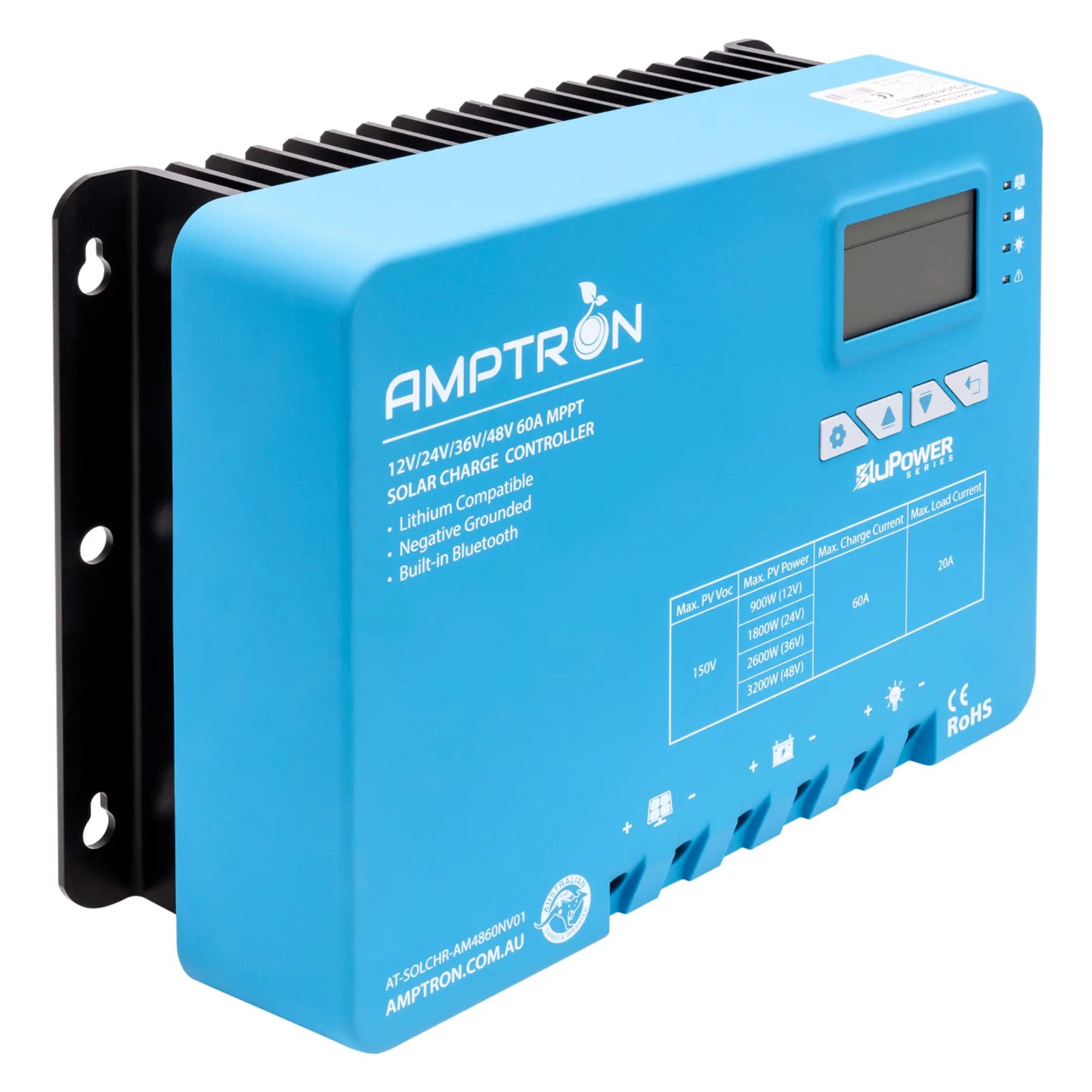 Amptron 60 A 12 V/24 V/36 V/48 V AM MPPT Solar Charge Controller with Bluetooth