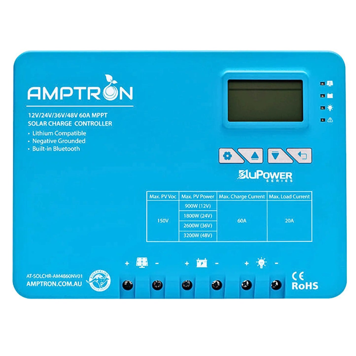 Amptron 60 A 12 V/24 V/36 V/48 V AM MPPT Solar Charge Controller with Bluetooth