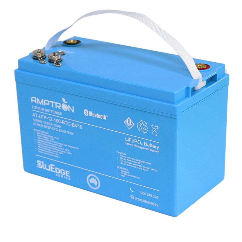 Amptron BluEdge 12V 100Ah / 200A Continuous Discharge LiFePO4 Battery with Bluetooth + RS485 + CAN bus