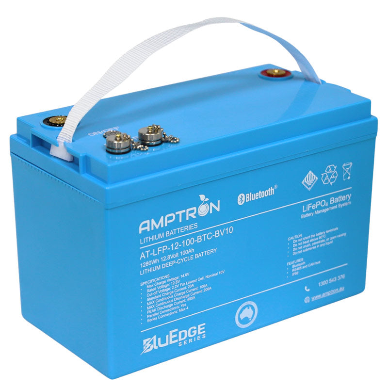 Amptron BluEdge 12V 100Ah / 200A Continuous Discharge LiFePO4 Battery with Bluetooth + RS485 + CAN bus
