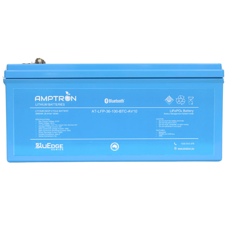 Amptron BluEdge 36V 100Ah / 100A Continuous Discharge LiFePO4 Battery with Bluetooth + RS485 + CAN bus