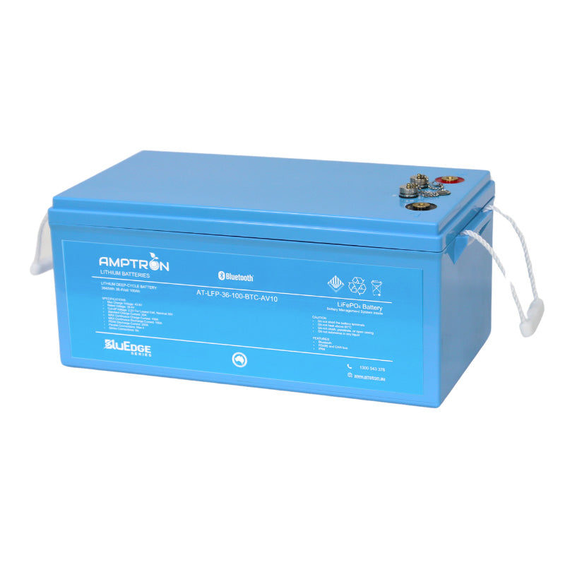 Amptron BluEdge 36V 100Ah / 100A Continuous Discharge LiFePO4 Battery with Bluetooth + RS485 + CAN bus