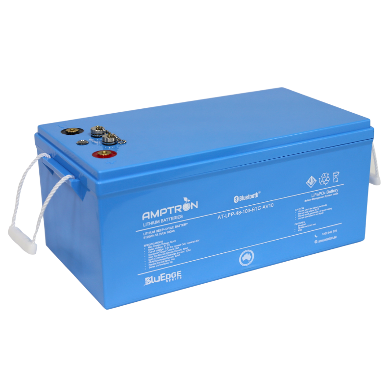 Amptron BluEdge 48V 100Ah / 100A Continuous Discharge LiFePO4 Battery with Bluetooth + RS485 + CAN bus