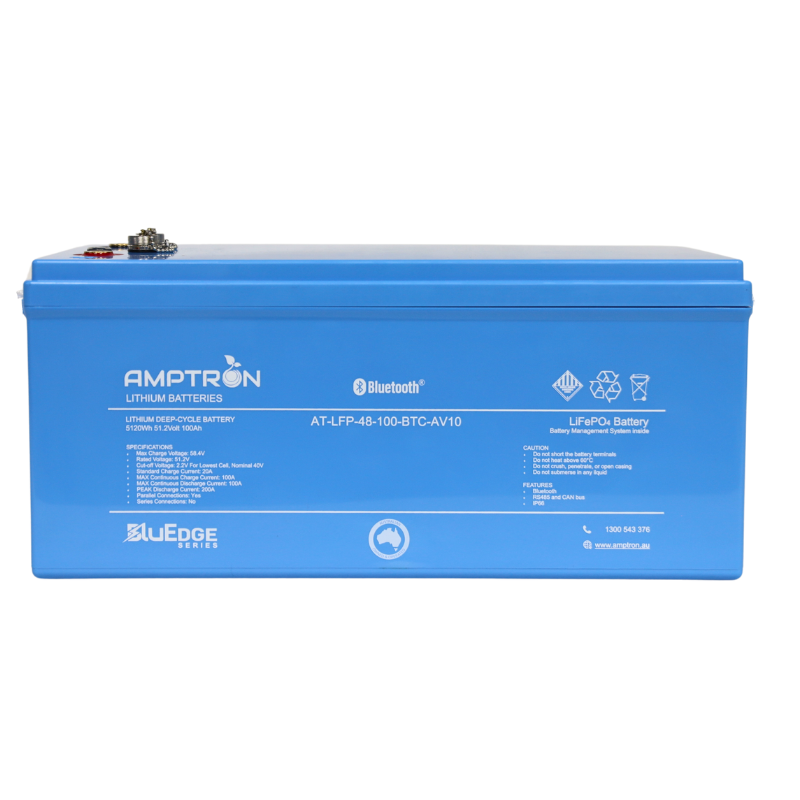 Amptron BluEdge 48V 100Ah / 100A Continuous Discharge LiFePO4 Battery with Bluetooth + RS485 + CAN bus