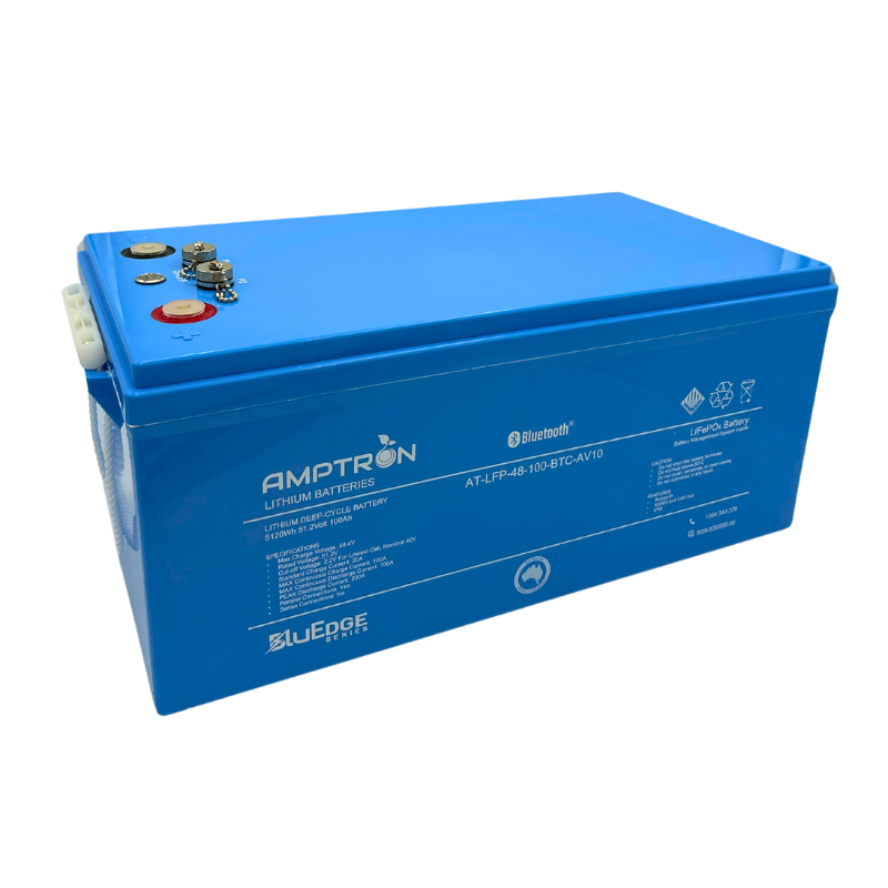 Amptron BluEdge 48V 100Ah / 100A Continuous Discharge LiFePO4 Battery with Bluetooth + RS485 + CAN bus
