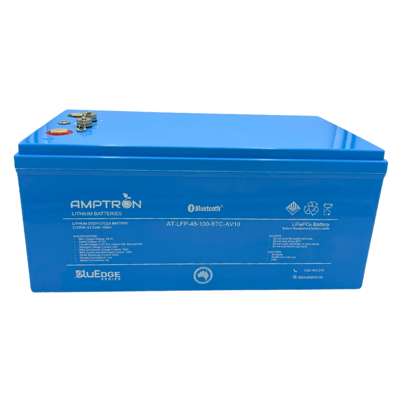 Amptron BluEdge 48V 100Ah / 100A Continuous Discharge LiFePO4 Battery with Bluetooth + RS485 + CAN bus