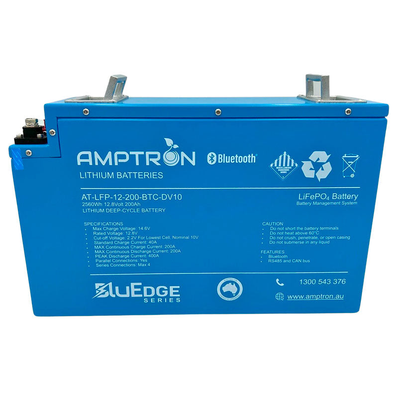Amptron BluEdge SLIMLINE 12V 200Ah / 200A Continuous Discharge LiFePO4 Battery with Bluetooth + RS485 + CANbus