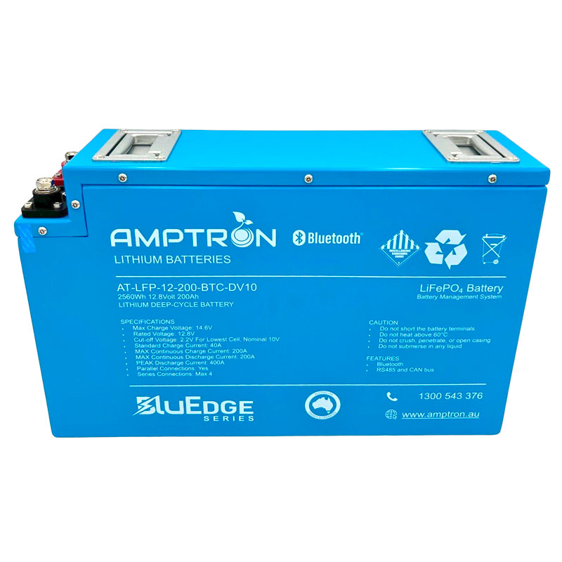 Amptron BluEdge SLIMLINE 12V 200Ah / 200A Continuous Discharge LiFePO4 Battery with Bluetooth + RS485 + CANbus