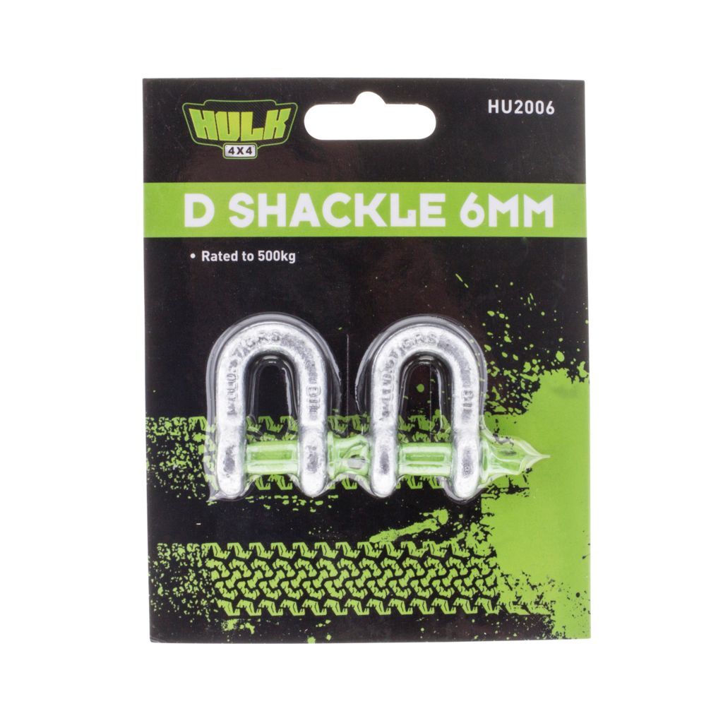 HULK 4x4 D Shackle 6mm 500kg (2pk)