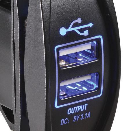 Dual USB Socket 12/24V Blue LED