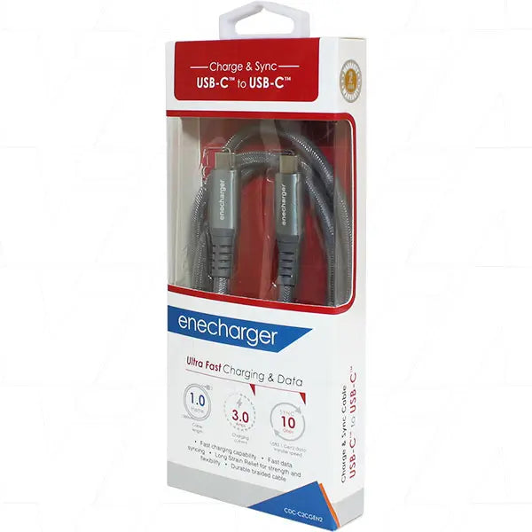 Enercharger USB‑C to USB‑C Premium Charge & Sync Cable (1 m)