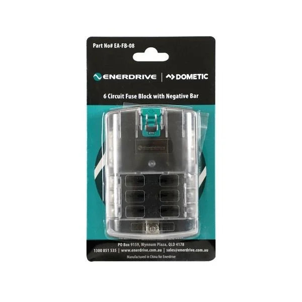 Enerdrive 6-Circuit Fuse Block with Negative Bus - EA-FB-08
