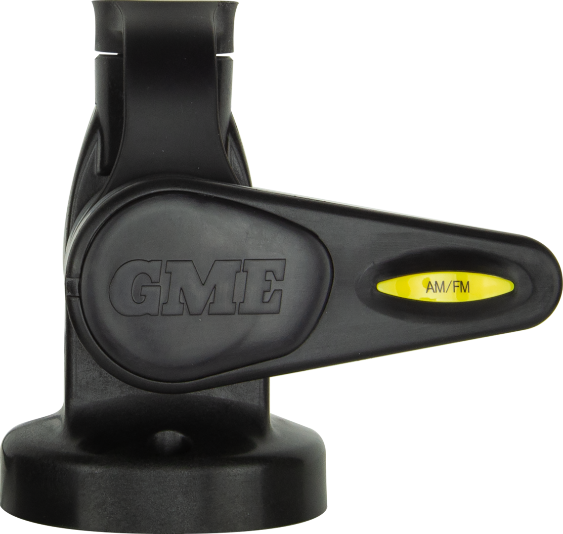 GME Single Swivel Round Antenna Base - Suit AW36xx Whips - Black