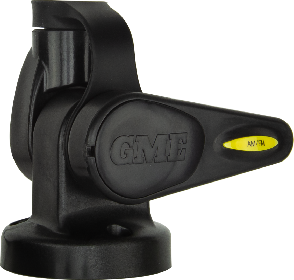 GME Single Swivel Round Antenna Base - Suit AW36xx Whips - Black