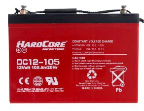 Hardcore DC12-105HC 12V 105Ah AGM Deep Cycle Battery