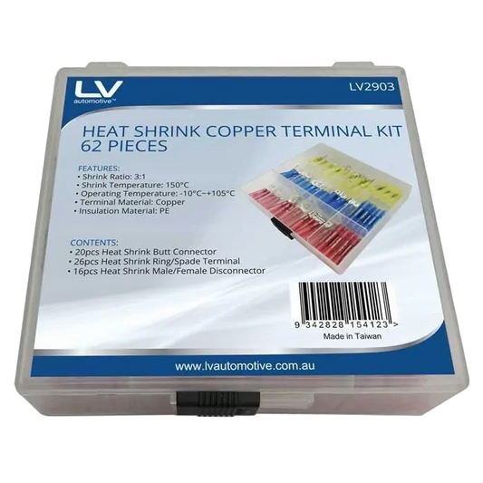 LV Heatshrink Terminal Kit – 62 Piece, 3:1 Shrink Ratio