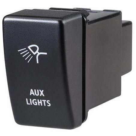 Holden Style Sealed Push Switch Off/On SPDT 12V Blue LED Illuminated Aux Lights Symbol (Contacts Rated 3A @ 12V)