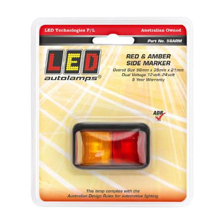 LED 10/30V Side Marker Red Amber