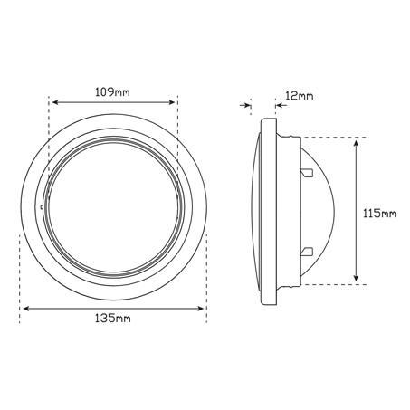 LED Light Round Amber Lens w/Rubber Grommet and Plug 12/24v