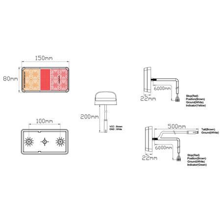 LED Trailer Lamp & Cable Kit (Stop/Tail/Ind/Reflector)