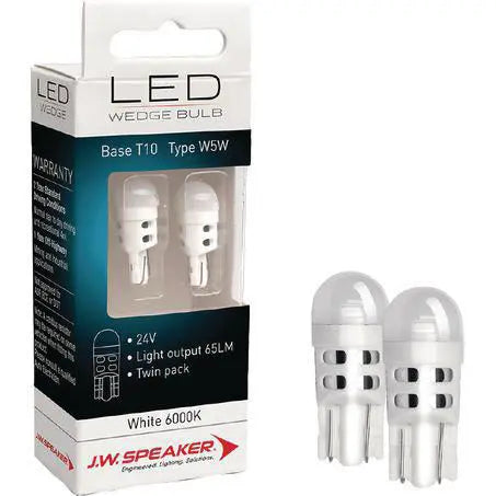LED W5W T10 Wedge Globe Kit 65LM White 6000K 24V – 2 Pack