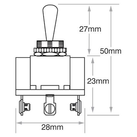 Metal Toggle Switch On/Off/On SPDT (Contacts Rated 20A @ 12V)