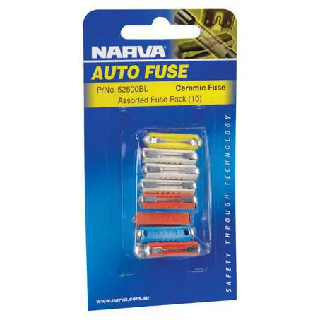 Narva 52600BL Ceramic Fuse Assortment 10 Pack