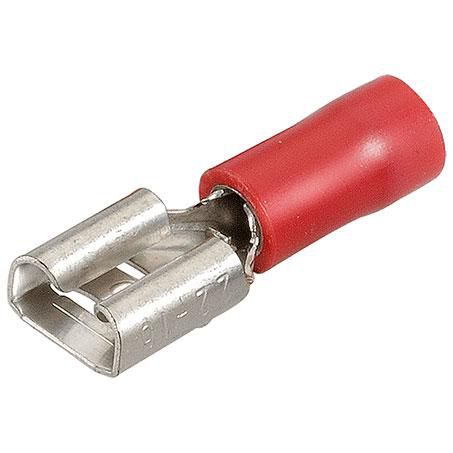 Crimp Terminal Female Blade Red Insulated 6.3mm - 18 Pce