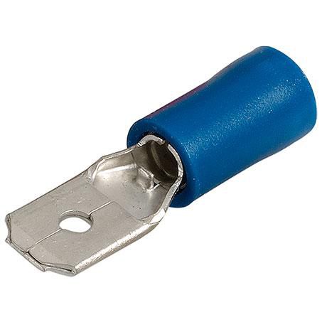 Crimp Terminal Male Blade Blue Insulated 6.3mm - 14 Pce