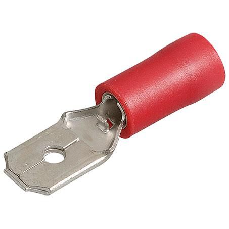 Crimp Terminal Male Blade Red Insulated 6.3mm - 14 Pce