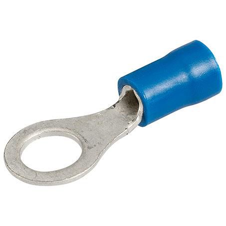 Crimp Terminal Ring Blue Insulated 6.3mm - 20 Pce