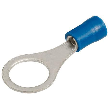 Crimp Terminal Ring Blue Insulated 9.5mm - 12 Pce