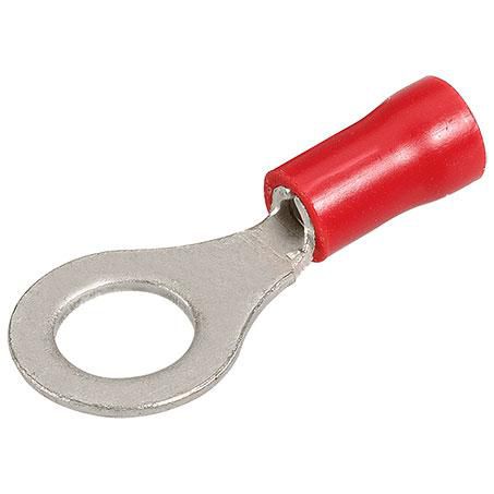 Crimp Terminal Ring Red Insulated 6.3mm - 16 Pce