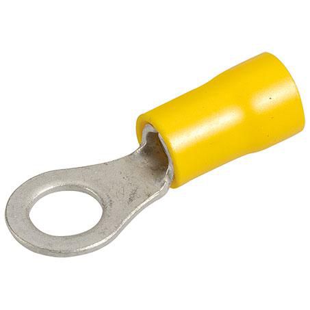 Crimp Terminal Ring Yellow Insulated 6.3mm - 12 Pce