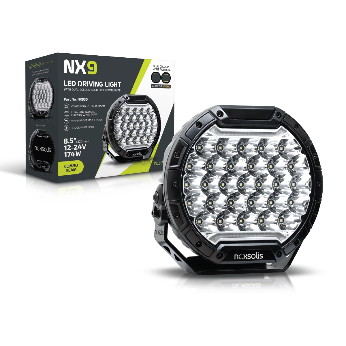 Noxsolis 9" LED Driving Lights - Spot Beam - 21,000 Lumens (Pair)