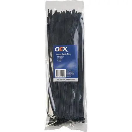OEX Black Nylon Cable Ties - 3.6mm x 300mm - 100 Pc